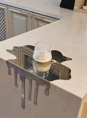 轻奢高档不锈钢流体水滴立体摆件样板房客厅餐桌吧台桌面装饰小众