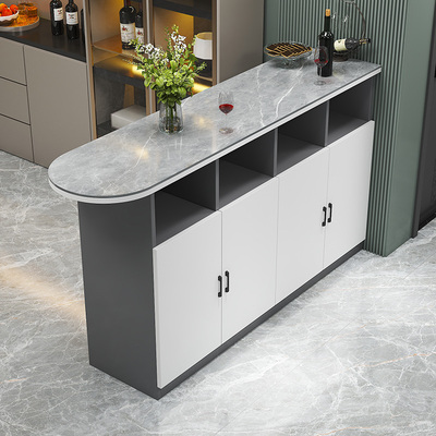 家用客厅吧台隔断柜玄关岛台岩板定制高脚桌餐厅边靠墙木板长条桌