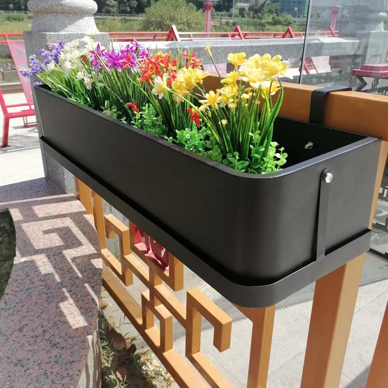 铁艺阳台花架花箱室内外栏杆悬挂护栏挂式多肉田园带托盘花盆架