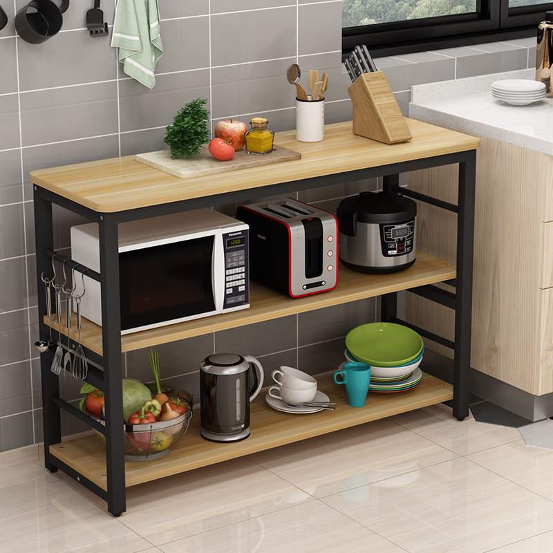 厨房切菜桌家用可移动桌子多功能置物架落地小长桌多层操作台定制