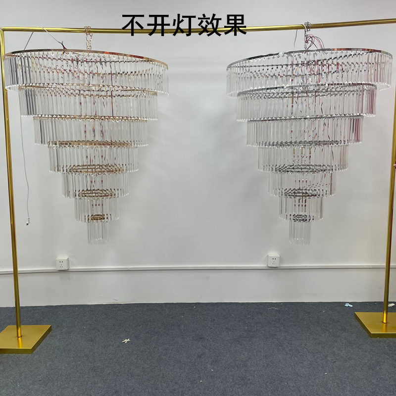 新款亚克力水晶珠帘吊灯婚庆酒店宴会厅吊顶法式冰条路引布置装饰