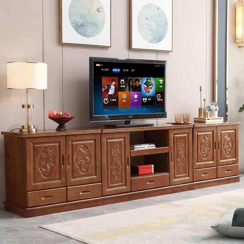 实木电视柜3米2.8米4米3.8米大户型背景墙影视柜客厅储物加高加长 - 封面