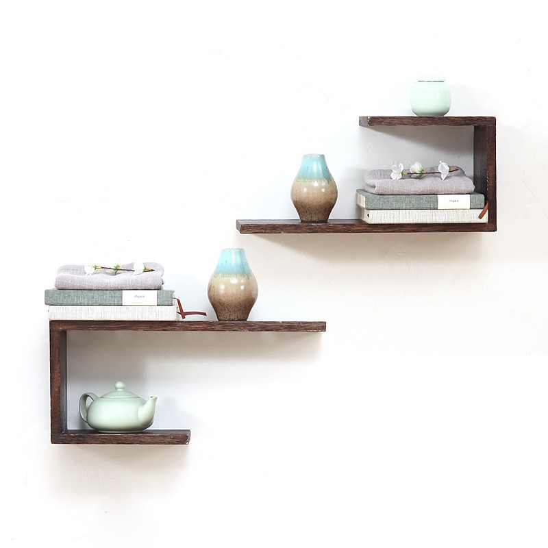 实木隔板书架挂墙博古架壁挂式多宝阁古董架展示置物架装饰木架