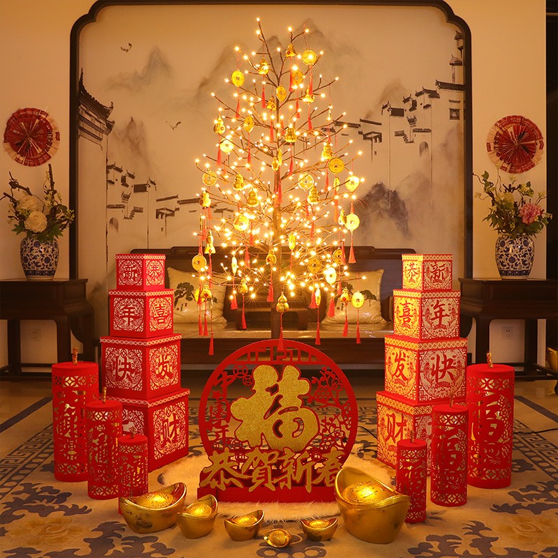 圣诞节元旦新年春节装饰摆件场景布置网红圣诞树灯彩灯1.8米套餐