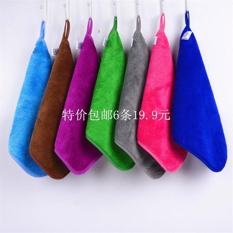 双面复合包边加厚吸水不掉毛抹布厨房清洁巾混色6条装欢迎选购