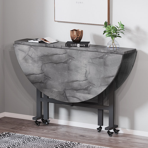 折叠餐桌家用小户型折叠桌多功能伸缩移动聚会大圆桌简约餐厅饭桌