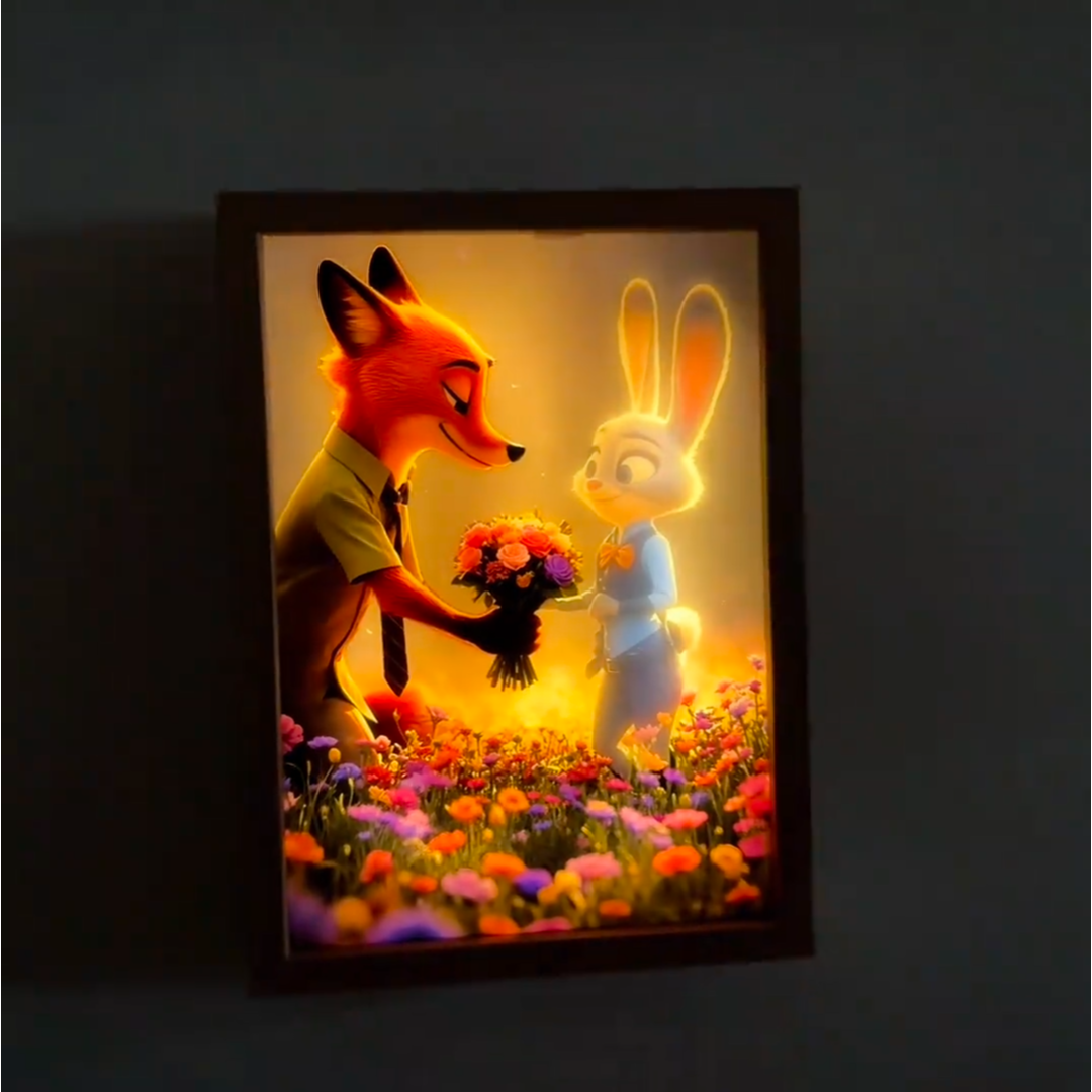 疯狂动物城朱迪灯光画周边尼克宿舍摆台小夜灯房间相框小夜灯礼物