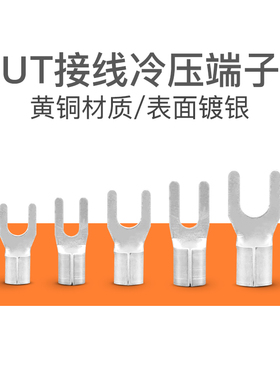 叉型裸铜鼻子UT10-4/10-5/10-6/16-6/16-8镀银线耳欧式冷压端子