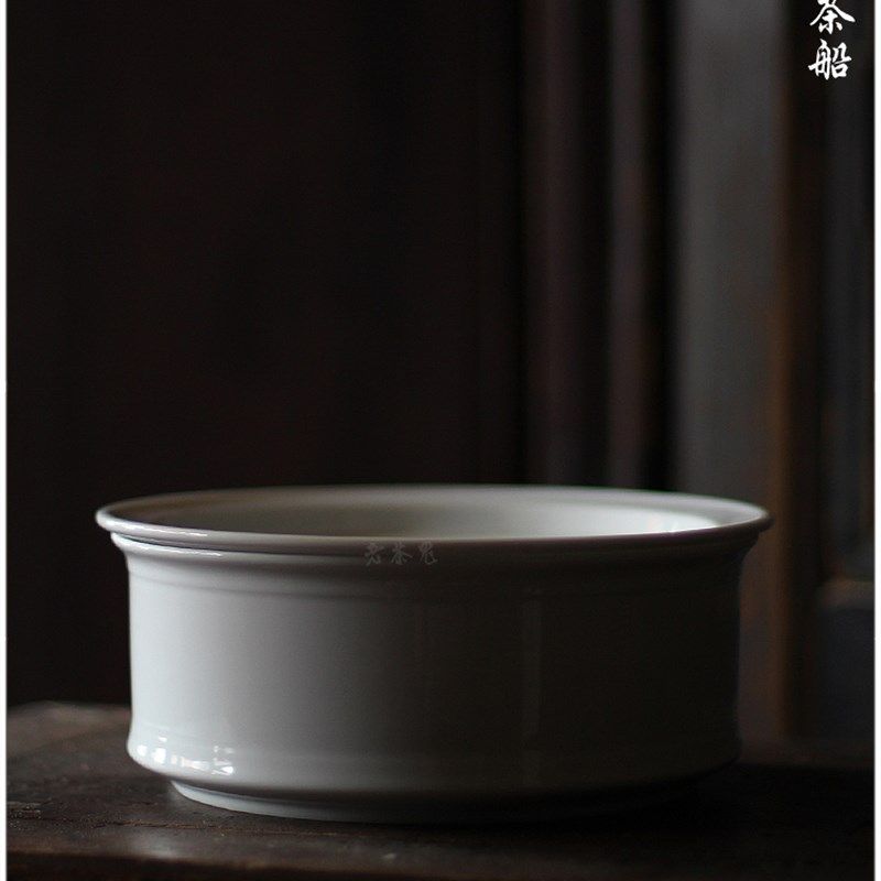【白瓷直身茶船】古陶老茶鬼 潮州工夫茶船 茶盘 高温 高白 茶台