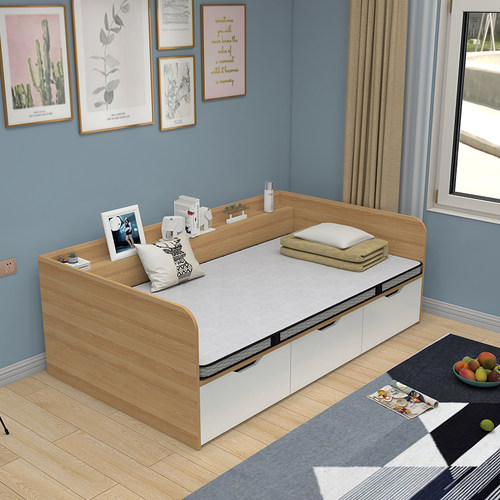 小户型单双人多功能储物床两用书房收纳沙发床靠窗榻榻米床柜一体