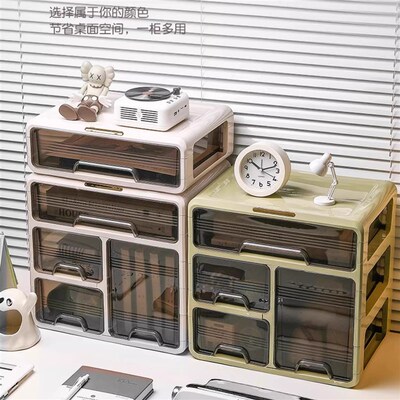 桌面收纳盒抽屉式大容量置物架办公桌储物盒宿舍文具杂物收纳柜子
