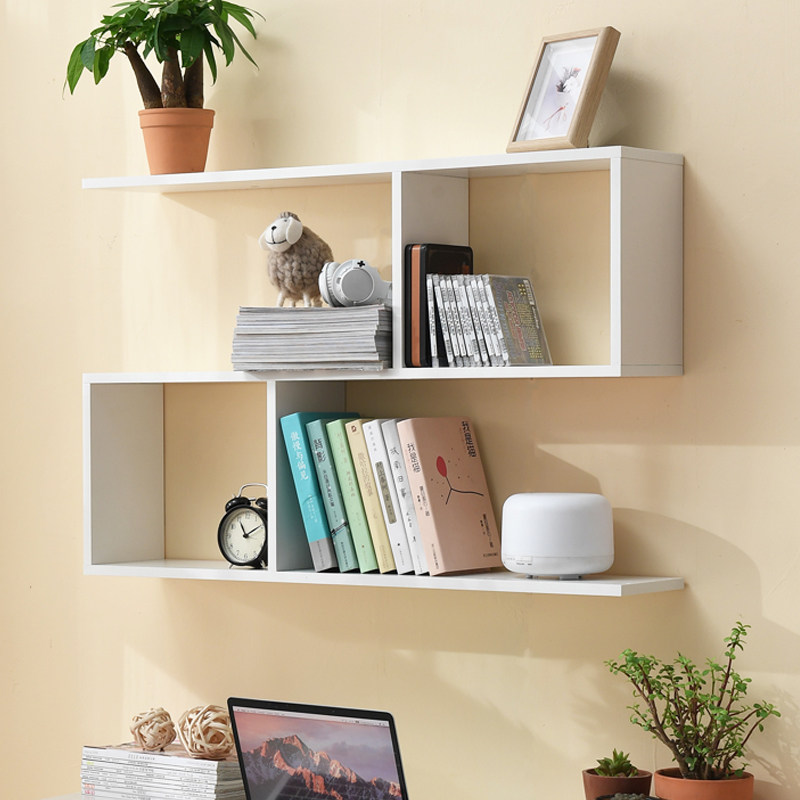 书架墙上置物架壁挂式客厅卧室墙壁挂墙面房间餐厅壁柜免打孔实木