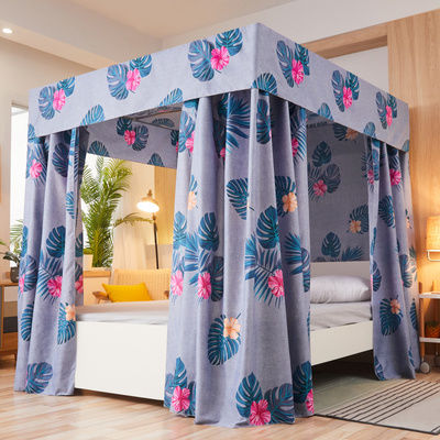 家用床帘一体式防尘顶遮光布大床1.5m落地式方顶三开门蚊帐1.8米