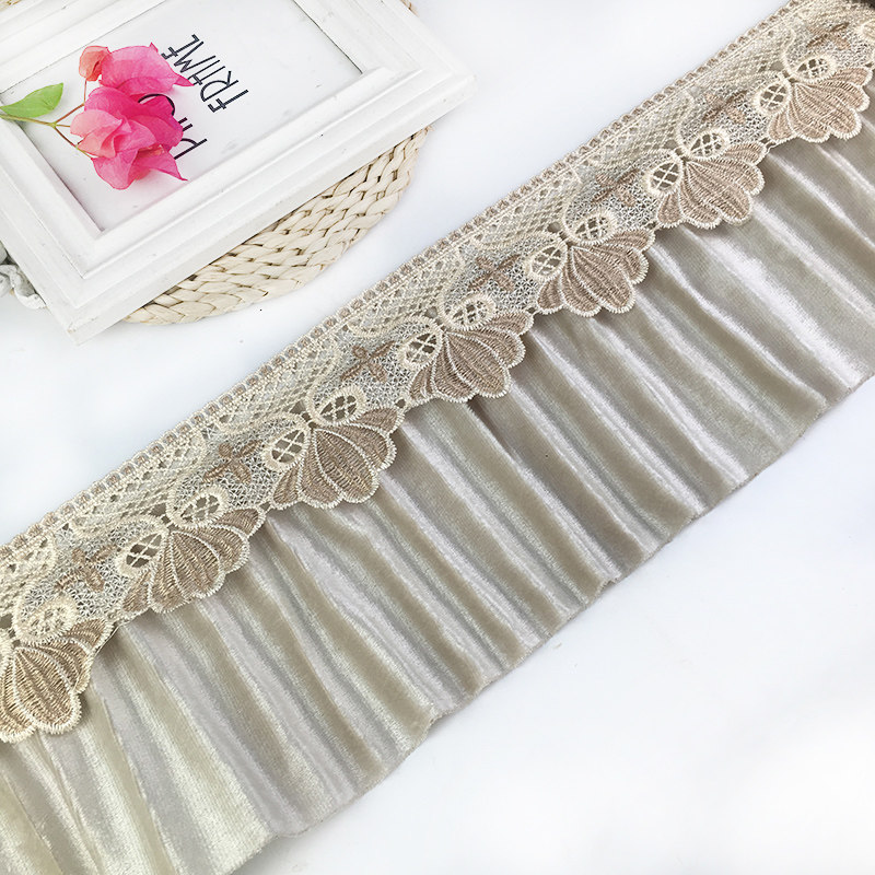 18厘米带褶皱绒布沙发垫装饰裙摆边罩边辅料窗帘花边加宽加长帘头