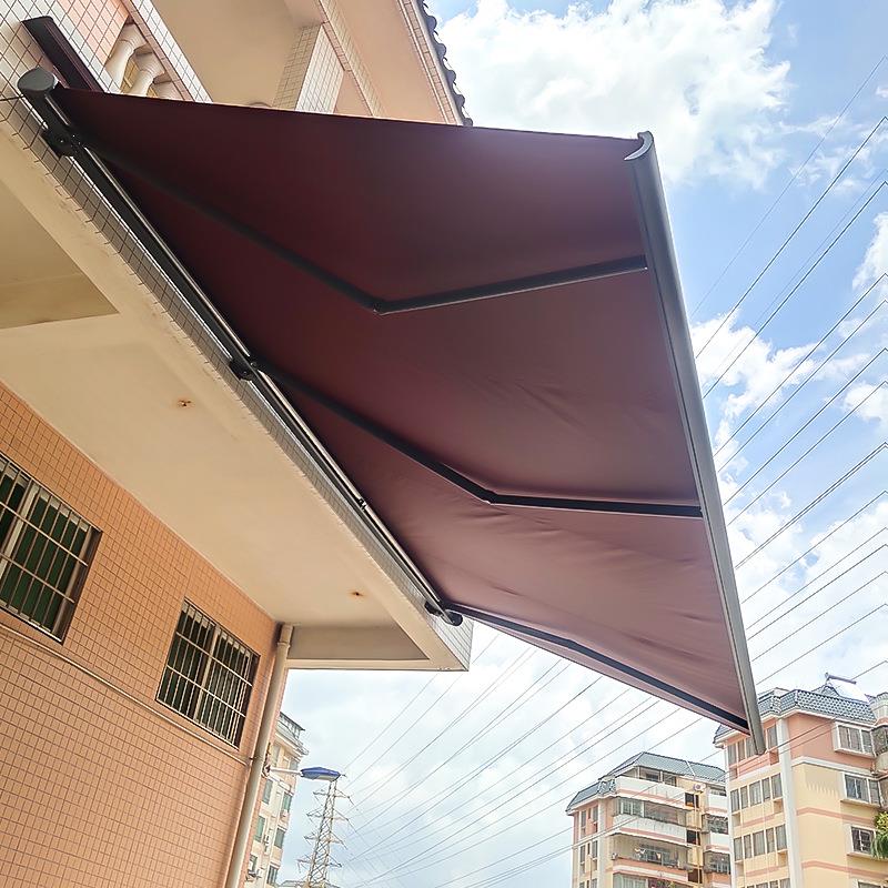 电动遥控雨棚遮阳棚折叠伸缩式别墅阳台遮雨全盒遮阳雨蓬户外帐篷