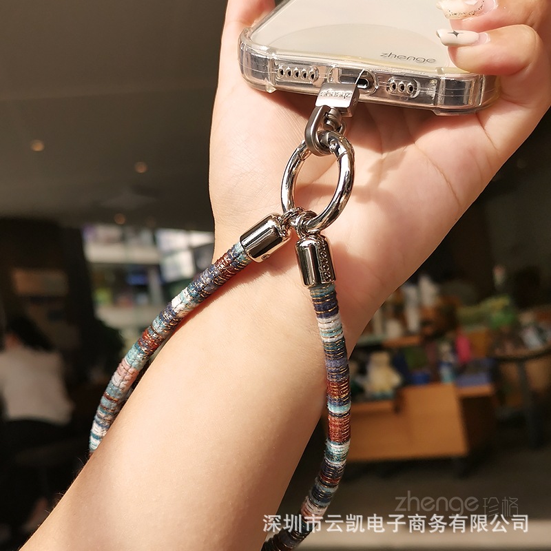 绒布手机挂绳手腕短款＆旋转头金属夹片挂扣结实耐用防断不打结新