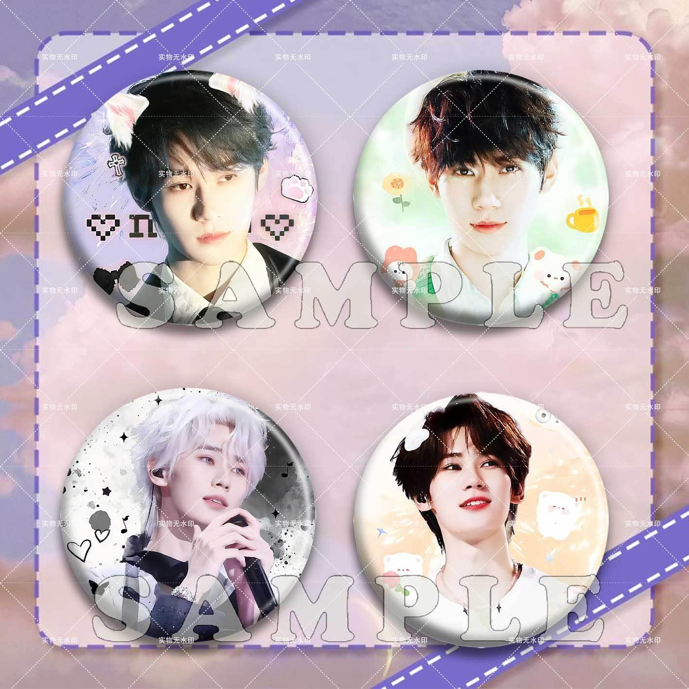 张真源周边吧唧镭射马口铁徽章胸章胸针明星爱豆diy书包挂件饰品