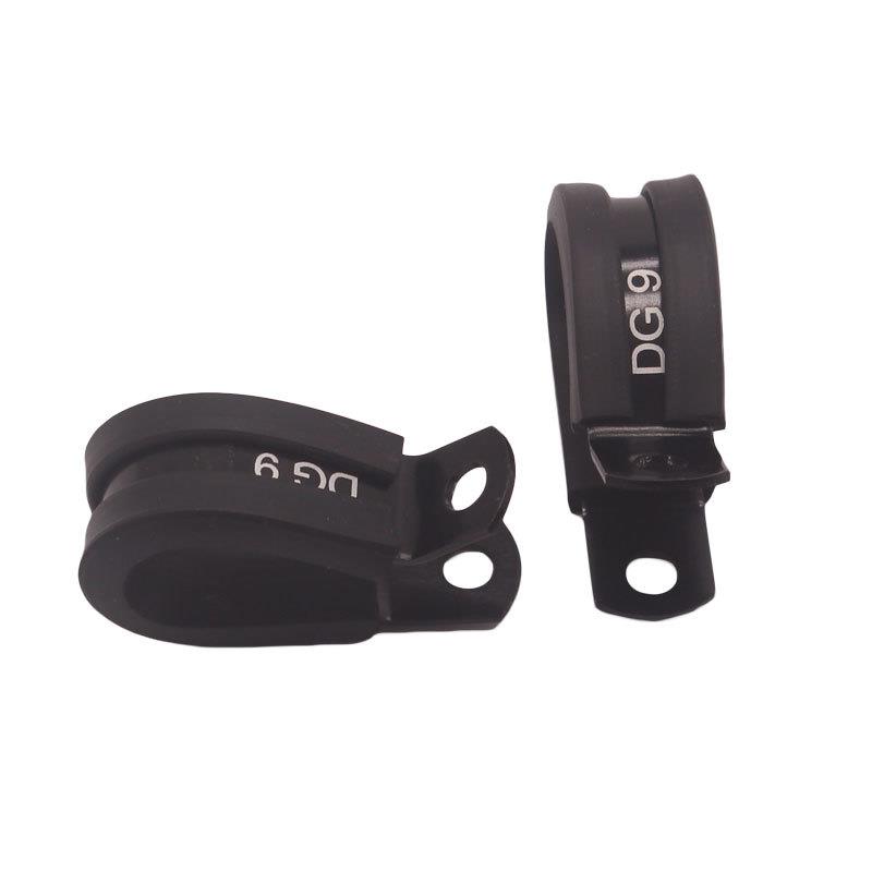 汽车配件 10根黑色铝质衬胶P形夹ID 14.3mm不锈钢软管