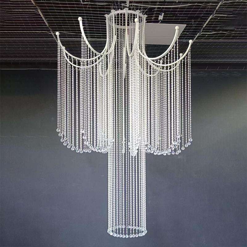 婚庆场景布置舞台吊顶装饰婚礼堂亚克力珠帘挂件酒店水晶流苏路引