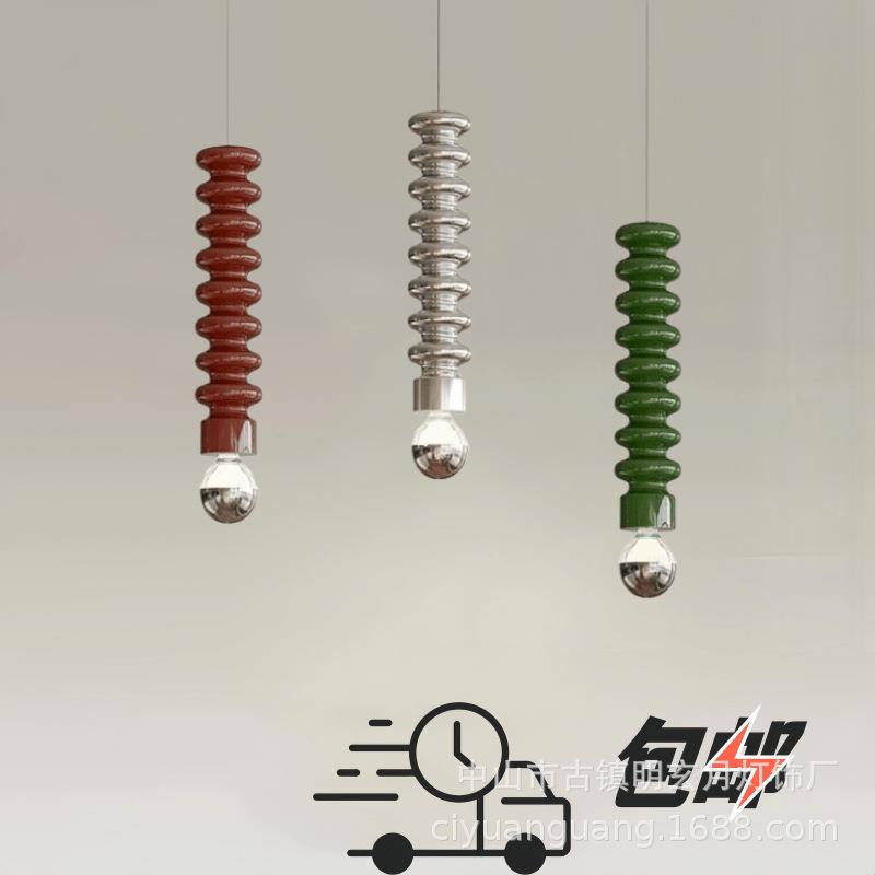 现代简约卧室床头法式中古展厅北欧餐厅彩色长条洛色床头吊灯