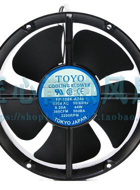 TOYO 240V FP-108K-A240 44W 0.30A 22cm 工业 机柜 圆形散热风机