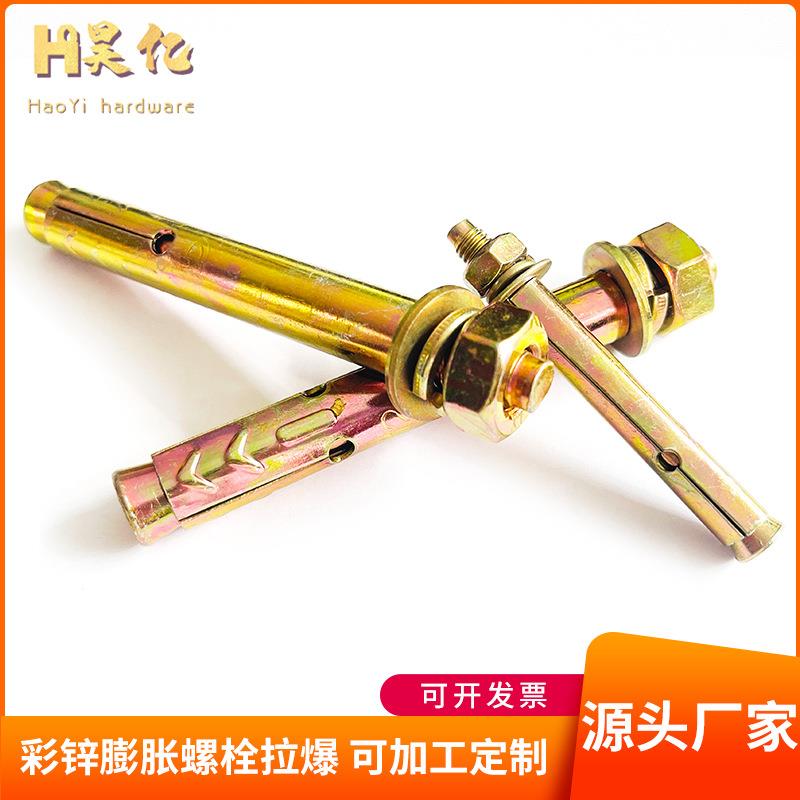 正国标彩锌膨胀螺栓拉爆带孔防盗网门窗固定膨胀拉爆螺丝螺栓