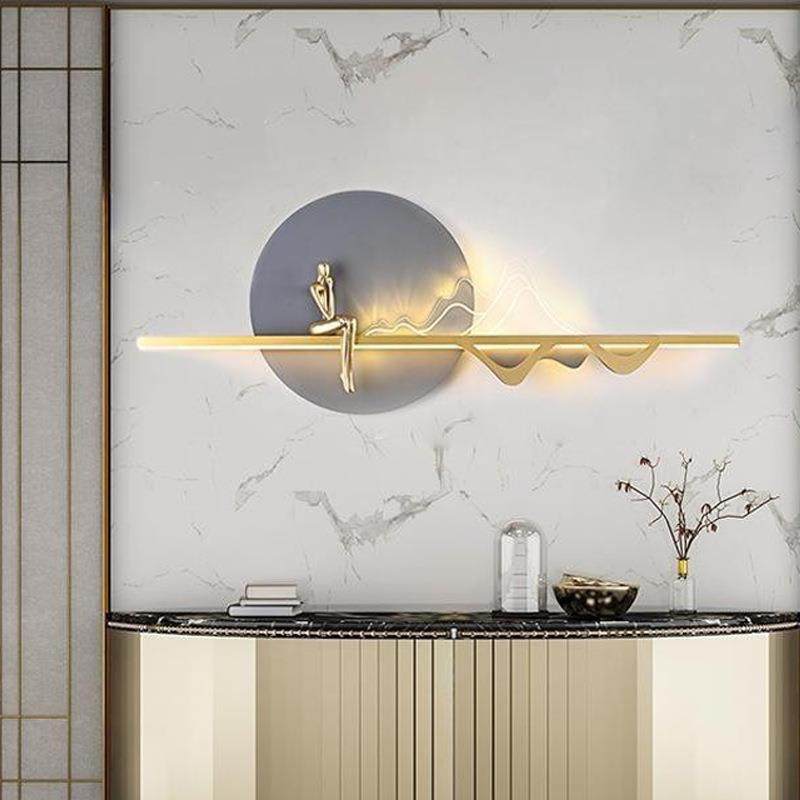 新中式山水客厅壁灯现代简约卧室床头背景墙壁画楼梯过道走廊灯