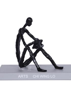 现代简约人物雕塑摆件创意看书读书软装饰品客厅书房桌面样板房间