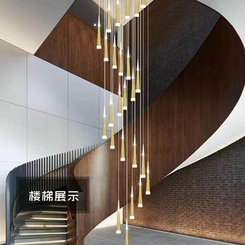 铝材旋转楼梯间长吊灯别墅创意个性公寓水晶灯北欧复式楼梯灯