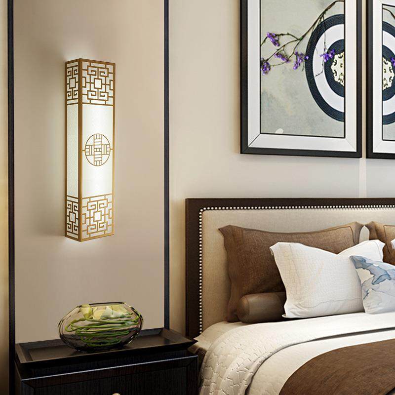新中式壁灯客厅卧室床头灯现代简约楼梯过道酒店工程长方形墙壁灯