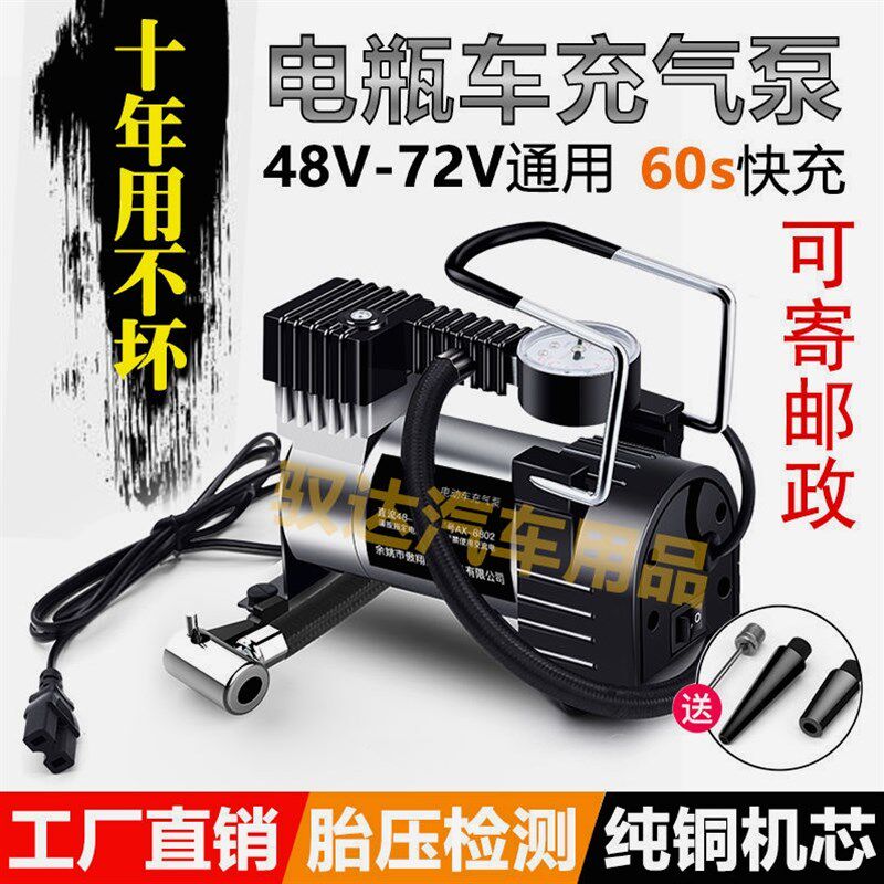德国进口电动车打气机48V60V72V通用型车载可携式小型打气筒电瓶