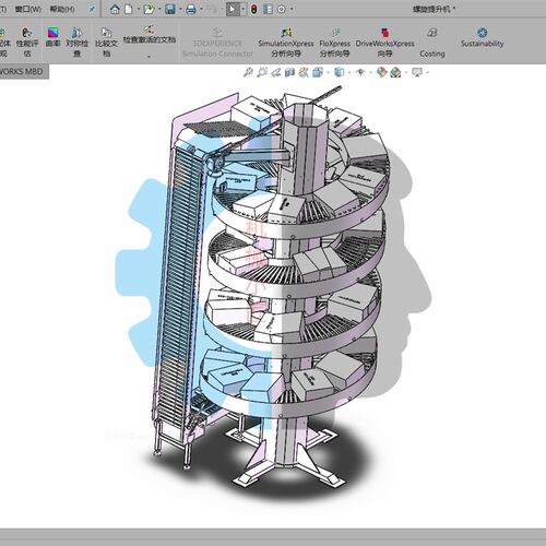 提升机3D图纸连续式提升机Z型往复式提升机螺旋式提升机机械图纸B