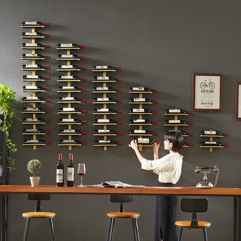 创意红酒瓶壁挂工业风墙面装饰酒吧饭店火锅餐饮店葡萄酒架壁挂架