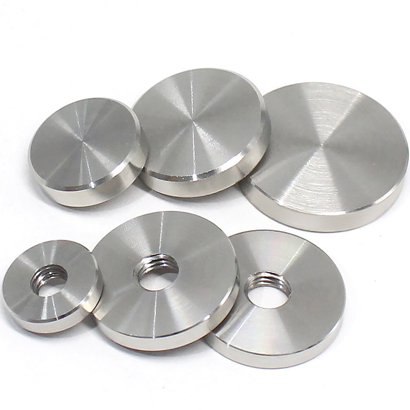 304不锈钢广告钉螺母薄实心平面装饰玻璃盲孔固定圆螺母M3-M10M12