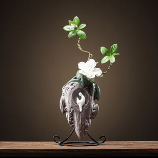 创意复古陶瓷水培花器小摆件家居客厅桌面装饰品仿真花瓶插花摆设