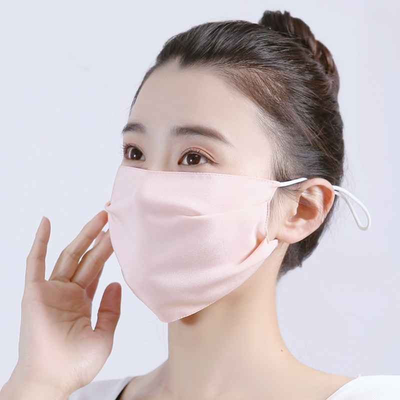 100桑蚕丝口罩薄款透气防紫外线C春真丝加大防晒夏男女黑遮阳面