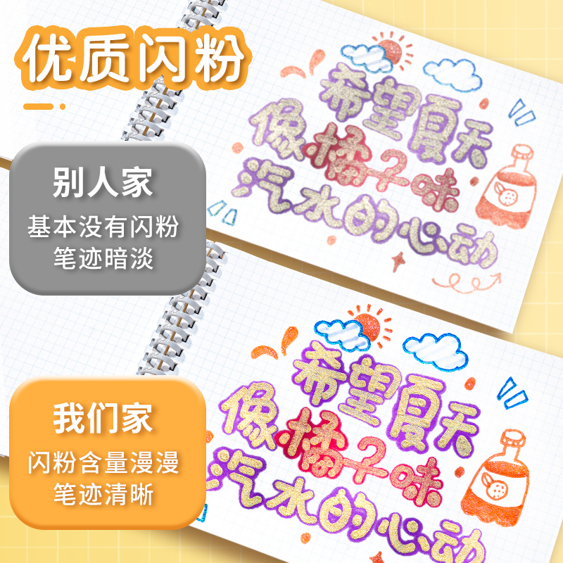 【新升级 金色轮廓笔】一笔双色双线笔手抄报手帐啫喱荧光标记笔