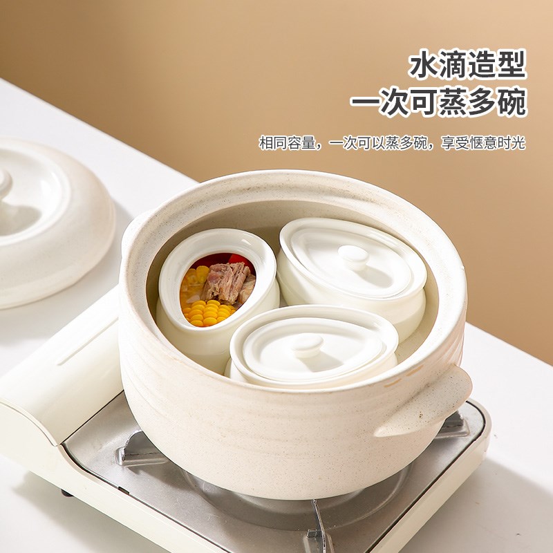蒸蛋炖汤加厚瓦罐炖盅煨汤罐耐高温陶瓷隔水炖家用X沙县小吃带盖
