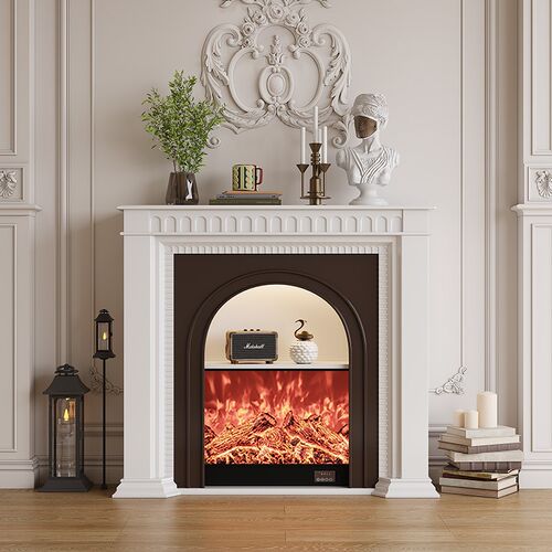 法式奶油风全实木壁炉装饰柜美式复古客厅壁炉边柜入户壁炉玄关柜