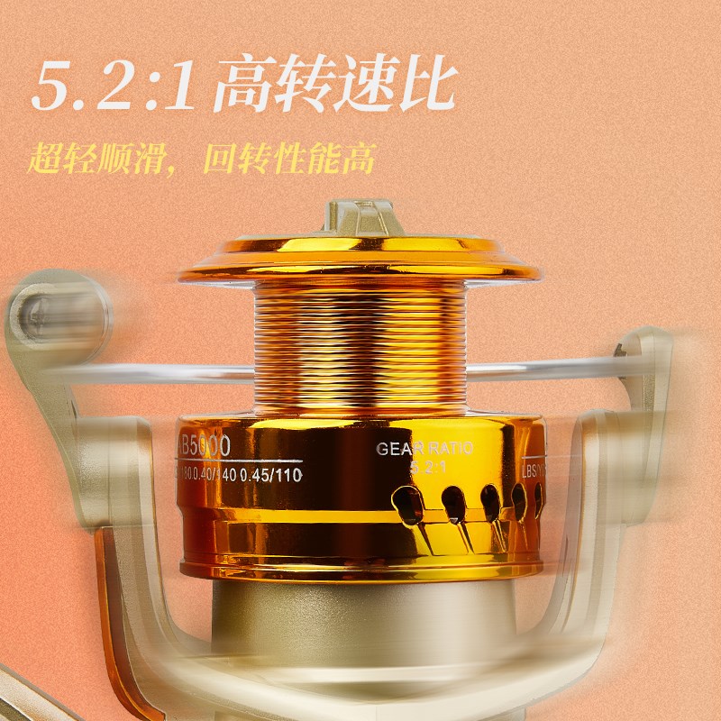 纺车轮远投金属机芯鱼线轮海杆矶筏钓路滑鱼轮微物路亚渔轮海竿轮