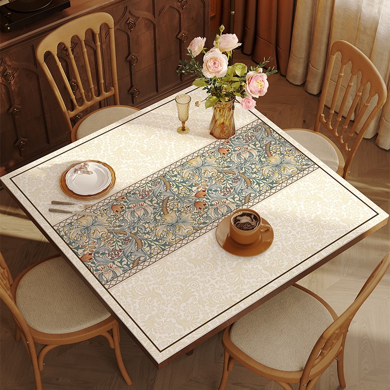 美式轻奢正方形桌布防水防油免洗四方桌餐桌垫隔热防烫茶几垫台布