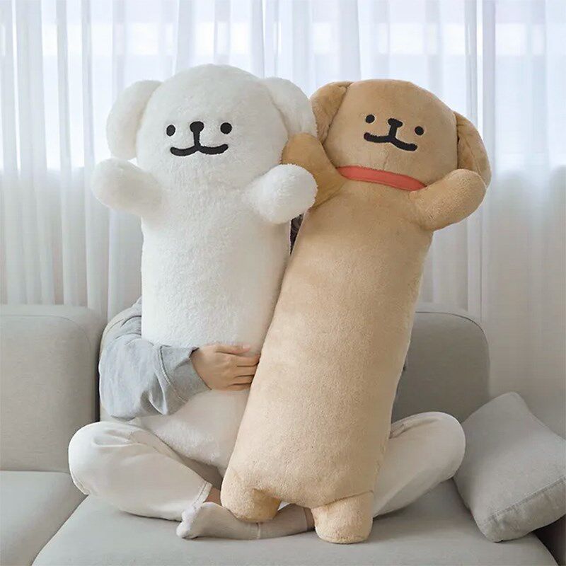 线条小狗长条抱枕女生q夹腿睡觉专用床上沙发大靠枕儿童毛绒玩偶