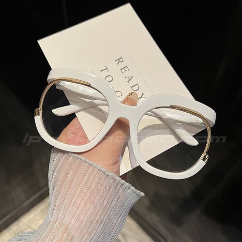 LP眼镜欧美大框黑色时尚街拍个性镜框架圆形2023年新Y款辣妹装饰