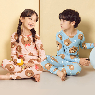 韩国儿童秋衣薄款秋冬保暖男童内衣D套装女童衬衣棉毛衫宝宝家居