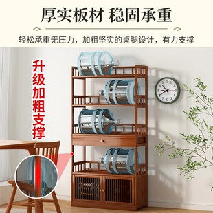 多层储物架 实木博古架小型茶水柜茶叶t茶具收纳架茶室置物架中式