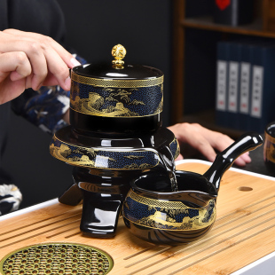 防烫茶杯 自动茶具泡茶器石磨懒人茶壶x简约家用客厅功夫茶具套装