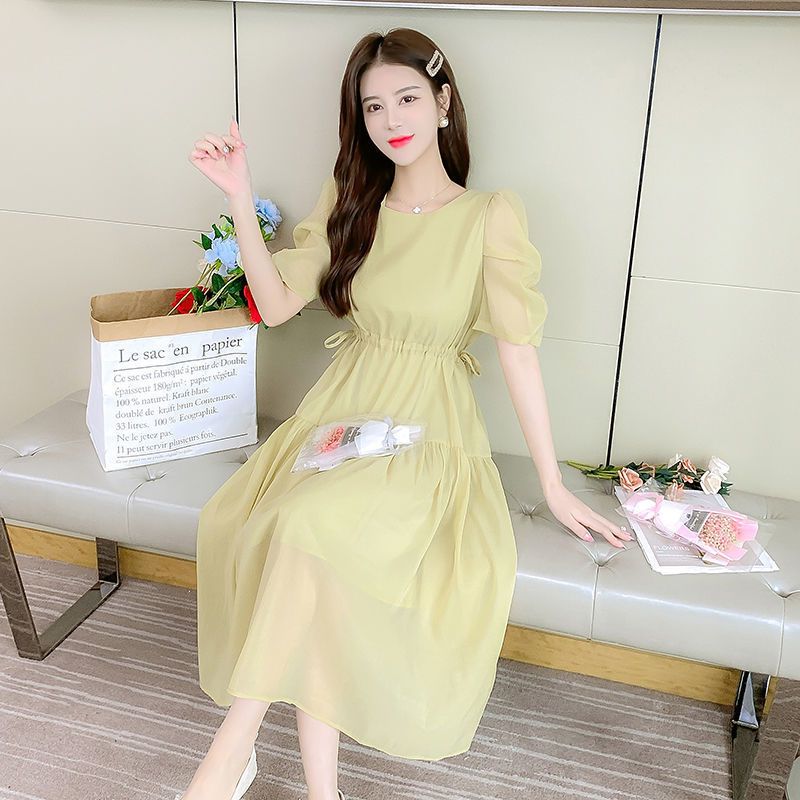 雪纺连衣裙女女装2025夏季新款设计感别致气质收腰温柔风仙女长裙