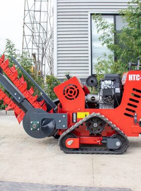 新款小型自走式开沟机 市政通信工程挖沟机 HTC-24履带种植沟开挖