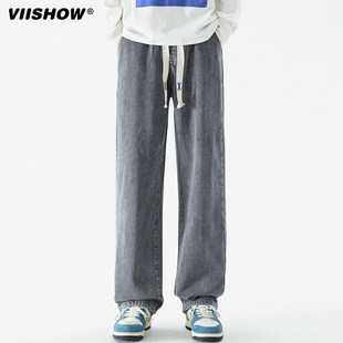VISHOW日系复古牛仔裤男宽松直筒坠感阔腿老爹裤ins潮牌高街长裤