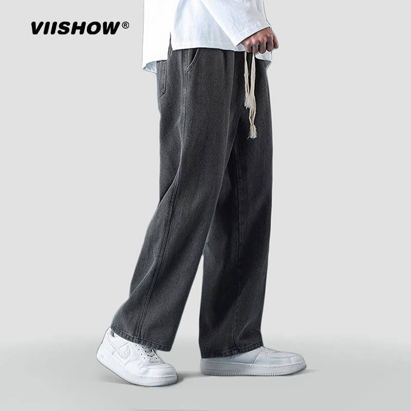 VIISHOW男装牛仔裤男士2024秋冬潮牌ins百搭直筒宽松阔腿长裤子,男装,牛仔裤,淘宝优惠券,粉丝福利购,淘宝优惠卷